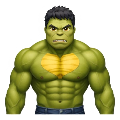 a Hulk wearing ancient animal skin cloth, half body, icon, yellow skin, spring sticker