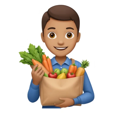 holding a grocery bag sticker