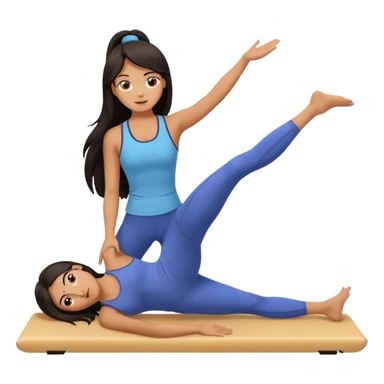 One long dark haired girl doing pilates sticker