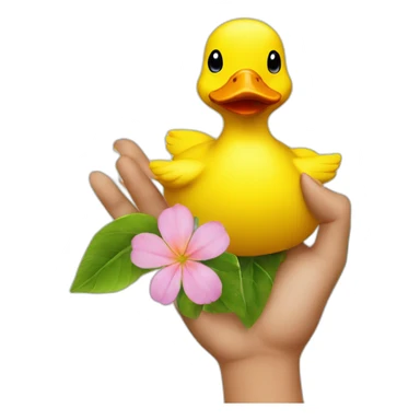 yellow duck hand a flower sticker