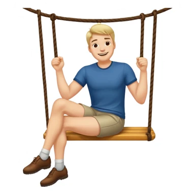 A guy swinging his legs with his hands on his chin sticker