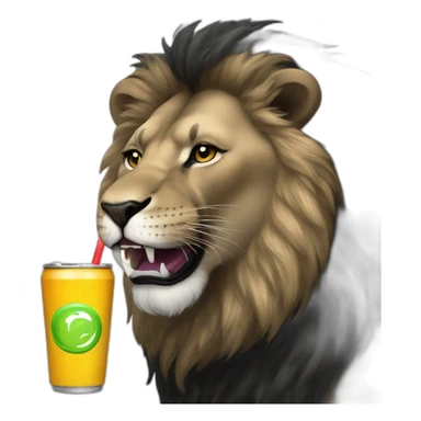 Black lion drinking energy drink sticker