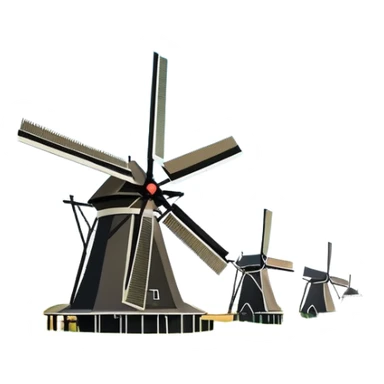 cinematic-realistic-kinderdijk-windmills-landmark-emoji,-showcasing-traditional-dutch-windmills-aligned-along-a-tranquil-canal,-with-lush-green-fields in a picture frame sticker