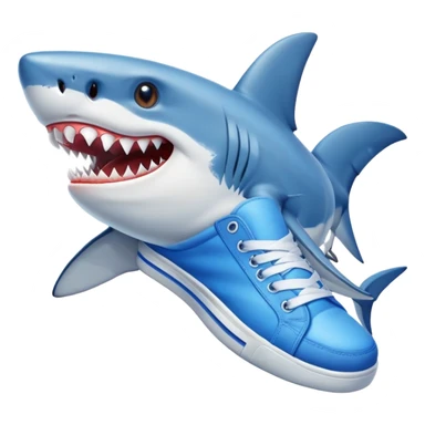 Shark with a blue sneakers  sticker