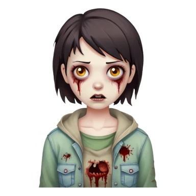 Zombie girl with dark brown short hair sticker