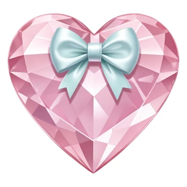 Pastel pink diamond crystal heart with white bow sticker