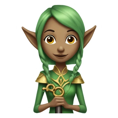 an elf woman login holding a big key sticker