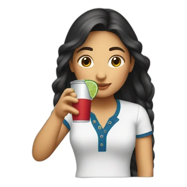 Latin girl Drinking and using lacoste sticker