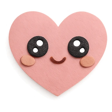 kawaii chibi pink heart character with big sparkling eyes, soft pastel colors sticker