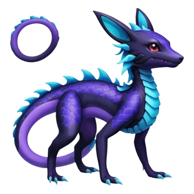 Gothic Scaley Exotic Salandit-Aurorus-Umbreon-Suicune-Fakémon-hybrid-creature (full body), 4 legs sticker
