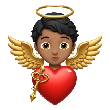 black cupid heart sticker