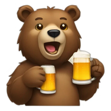 bear drinking a beer sticker