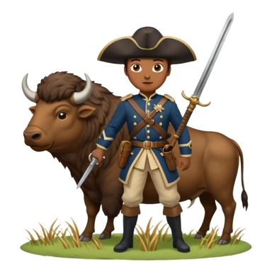 colonial soldier slaying a buffalo with a sword sticker