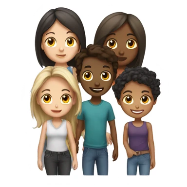 Friend group of 4 girls and 1boy sticker