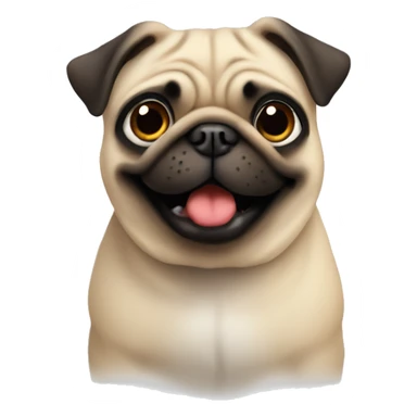 A pug with a funny Face sticker