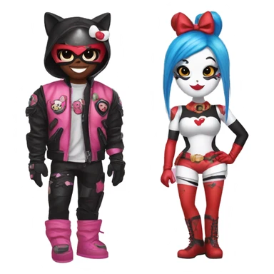 hello kitty and harley quinn sticker