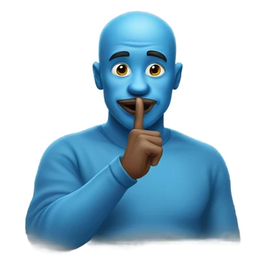 Blue man counts 2 and gives hush sign sticker