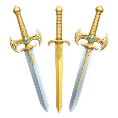Two Golden royal swords with gold blades and gold handel sticker