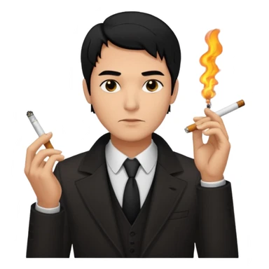 man with black hair and black eyes but handsome With dark smoking  sticker