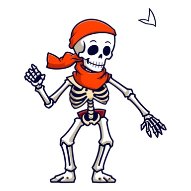 Papyrus from Undertale, tall skeleton with a red scarf, white body armor, orange-red gloves, enthusiastic pose sticker