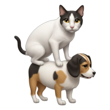 a cat on the back of a dog sticker