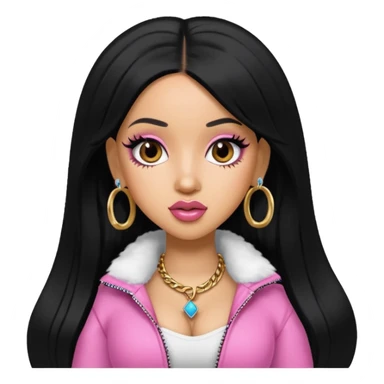 cardi b, pretty bratz baddie, black hair sticker