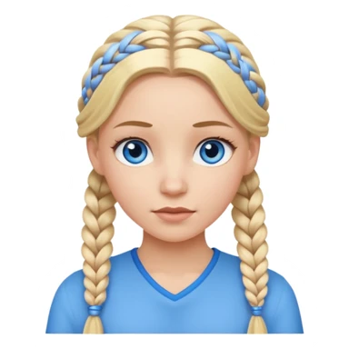 white girl with 10 blonde braids sticker