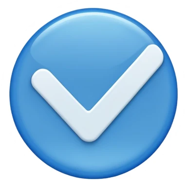 A blue circle inside it a white tick sticker