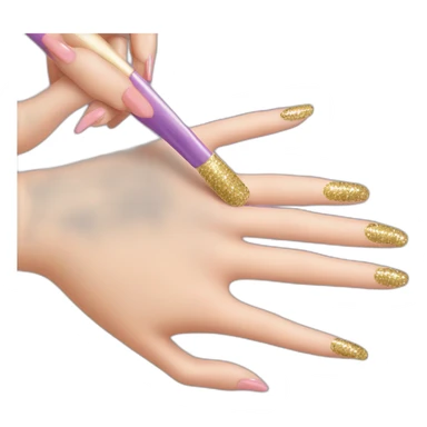 Finger nails being painted glitter sticker
