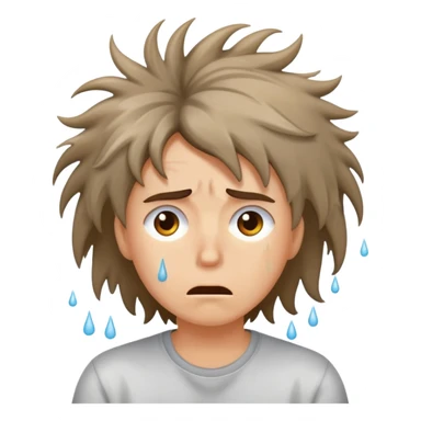stressed person with messy hair and sweat drops sticker