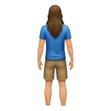 full body man long hair from behind waist deep in forest lake, water running down back sticker
