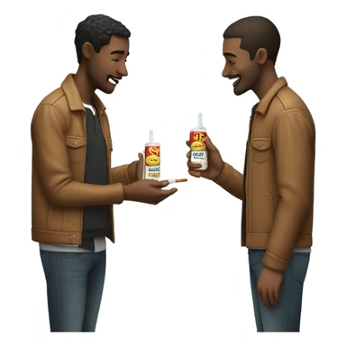 Two men sharing a nicotine pouch sticker