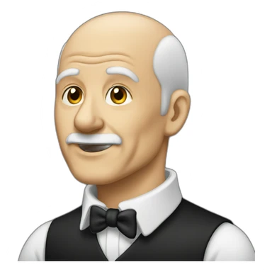 Old man pianist bald sideburns black shirt sticker