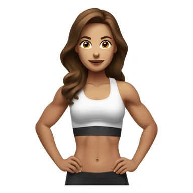 White beautiful fitness women with brown hair with dumbbells in their hands sticker