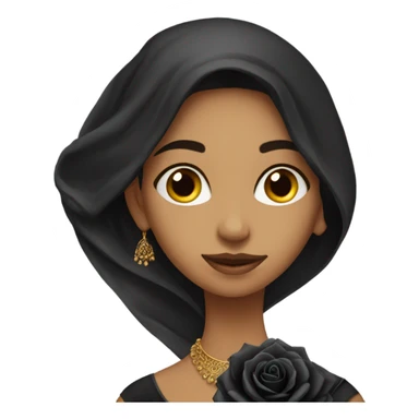 a beauitful Desi woman holding a black rose sticker