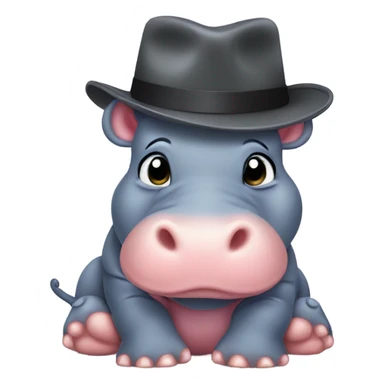 Baby Hippo with hat on sticker