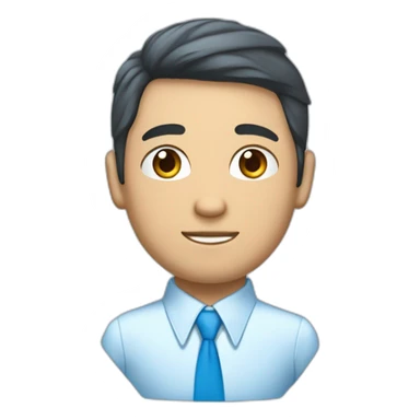 Un chico de pelo azul, ojos azules, camisa blanca, chaqueta azul y corbata azul  sticker