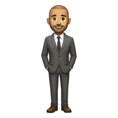 olive skin man, with brown buzz cut and a stubbled beard, with a smart business man outfit on. sticker