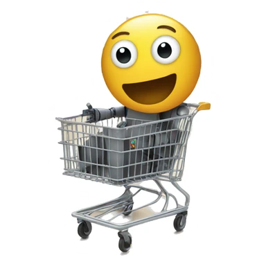 robot having fun inside a shopping cart sticker