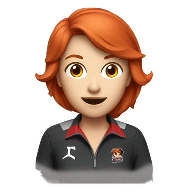 red head female coach esport with whistle sticker