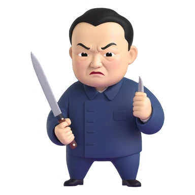 angry Deng Xiaoping holding a knife sticker
