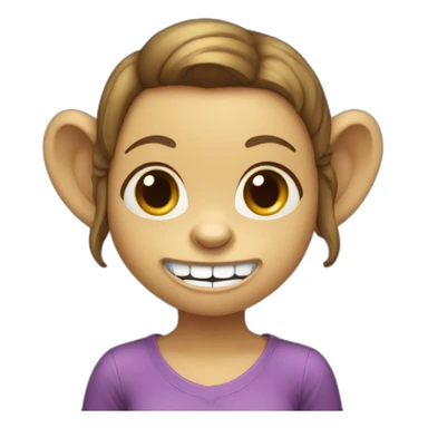 buck tooth monkey girl with braces sticker