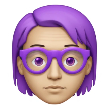 Cyberpunk man head 3d puruple cyber-glasses half rotate face 3d sticker