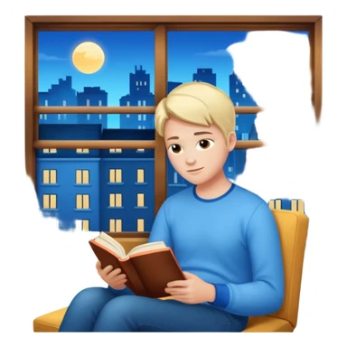 Apartment Windows with person reading + blue light. sticker