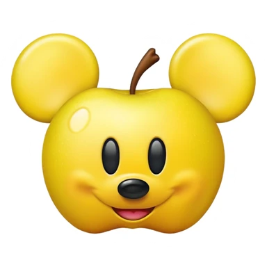 yellow apple emoji with disney mickey ears sticker