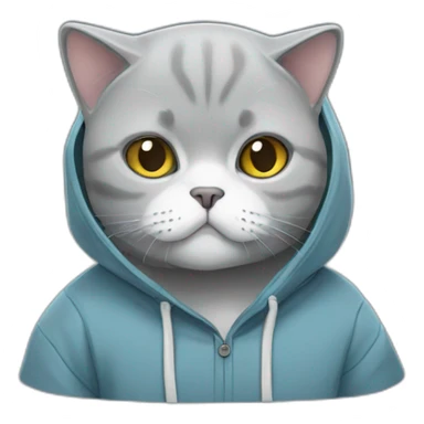 A British shorthair wearing a hoodie sticker