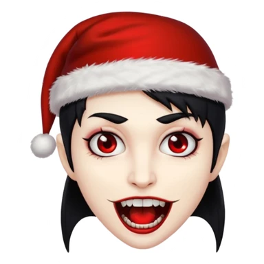 Vampire ,Fangs , cHristmas hat ,black hair sticker
