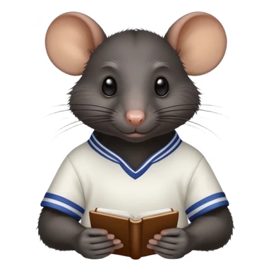 Black rat in a white jersey taking notes sticker