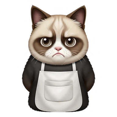 grumpy cat wearing only an apron sticker