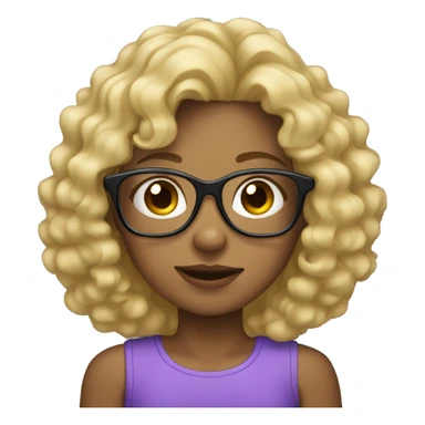 Girl with curly hair  with big glasses  blonde sticker
